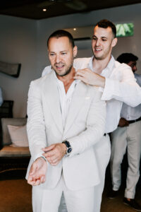 Professional videography and photography at a wedding preparation