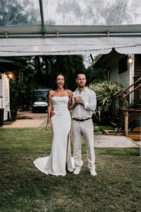 Professional videography wedding couple in elegant garden setting