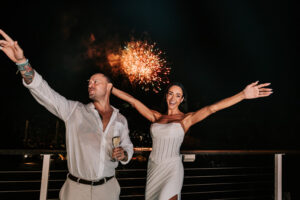 Professional videography photography drone footage at nighttime event