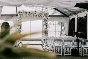 Professional videography photography and drone footage of wedding setup