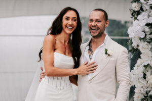 Professional videography showcasing a joyful wedding couple