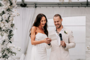 Professional videography photography and drone footage of wedding ceremony
