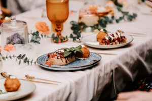 Professional videography of an elegant table setting and food