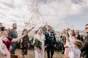 Professional videography photography drone footage of a wedding