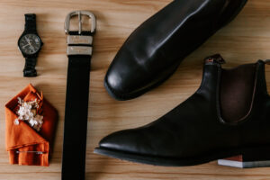 Professional videography, photography, men's accessories on wood