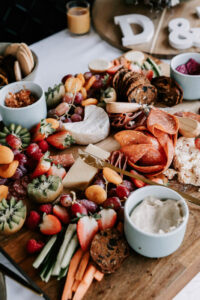 Professional videography of an elegant charcuterie board display