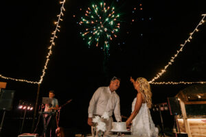 Professional videography capturing wedding fireworks moment