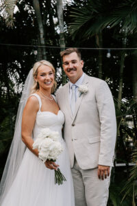 Professional videography wedding couple in elegant attire