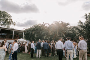 Professional videography people gathering outdoors event venue