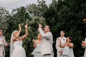 Professional videography photography and drone footage of a wedding