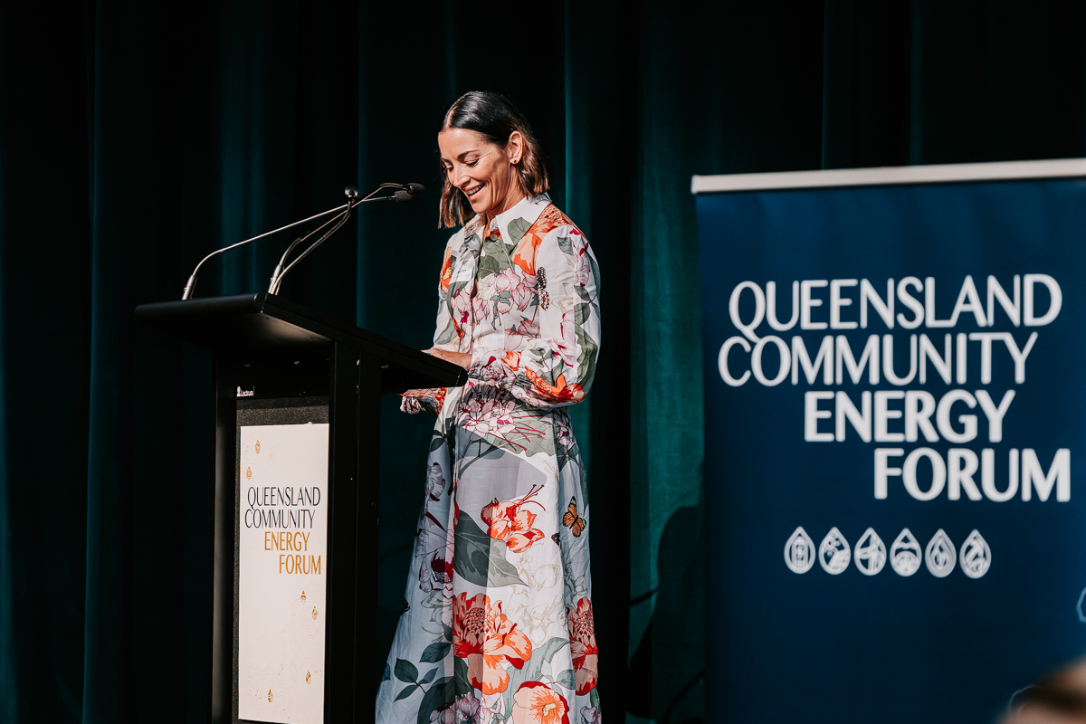 Keynote speaker photographed during a Queensland Community Energy Forum event