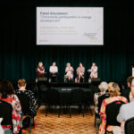 Professional videography, photography, drone footage at a panel event