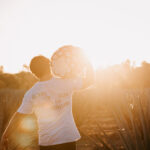 Professional videography capturing sunset in agave fields
