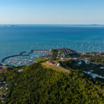 Professional videography, photography, drone view of coastal town