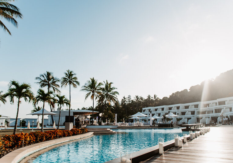 Professional videography photography and drone footage of resort pool